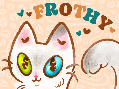 Frothy Portrait Detail cafe cat cute digital painting illustration kawaii portrait
