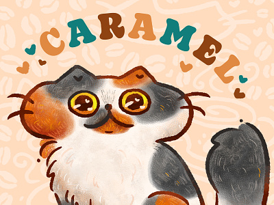 Caramel Portrait Detail cat cafe cute design digital painting illustration kawaii picture book