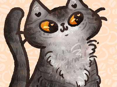 Bean Portrait Detail cafe cat cat cafe coffee cute digital painting doodle illustration kawaii picture book