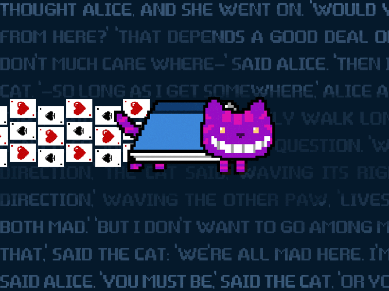 Cheshire Nyan 8 bit alice in wonderland animated internet literary nyan cat retro