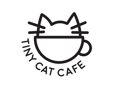 Tiny Cat Cafe Logo cafe cat cute line logo minimal