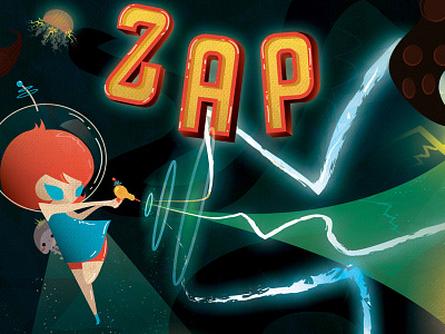 Zap! Illustration mid century modern mod picture book typography