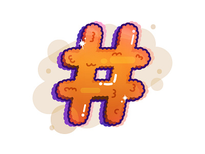 Hashbrown Hashtag breakfast food greasy hashbrown hashtag illustration shiny yum