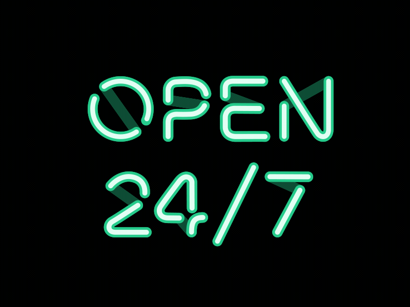 Open 24/7 after effects animated animation animography font kinetic kinetic typography loop motion neon open type typeface typography