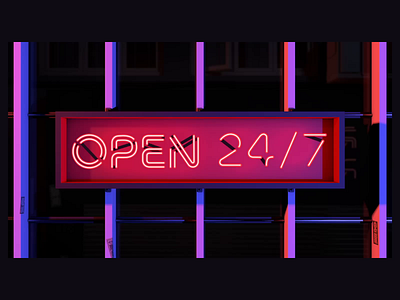 Radiate - Open 24/7 after effects animated animography font kinetic loop neon open type typeface typography