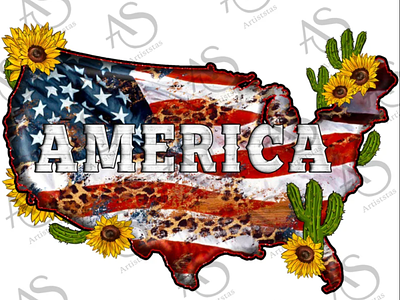 America Map Png Sublimation Design, USA Map Png