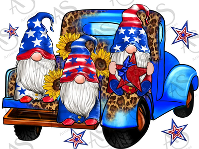 American Gnomes Truck Png Sublimation Design