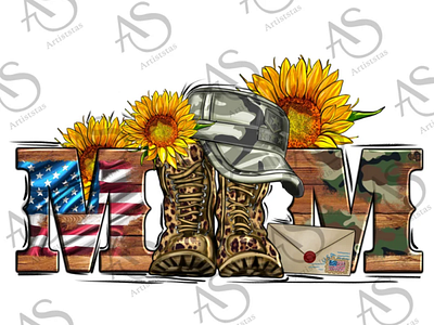 American Mom Combat Boots Png Sublimation Design