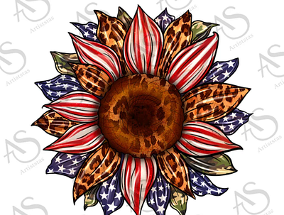USA Flag Camouflage Sunflower Background Png Sublimation 3d animation app branding design graphic design illustration logo motion graphics ui vector