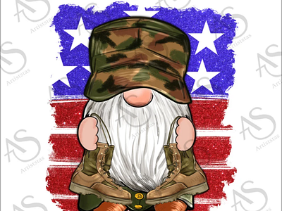 Military Gnomes Boots American Flag Png Sublimation