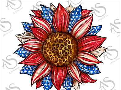 Western American Flag Sunflower Png