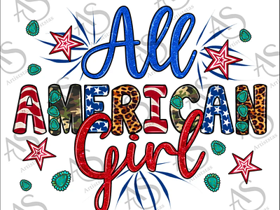 All American Girl Png Sublimation Design 3d animation app branding design graphic design illustration logo ui vector