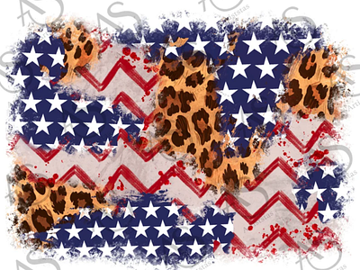 Leopard USA Flag Background Png Sublimate Design