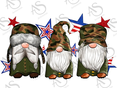 Military Gnomes With Stars Png Sublimation 3d animation app branding design graphic design illustration logo ui vector