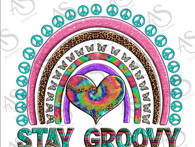 Stay Groovy with Tie Dye Heart Rainbow Png 3d animation app branding design graphic design illustration