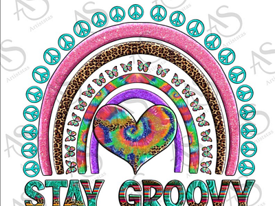 Stay Groovy with Tie Dye Heart Rainbow Png