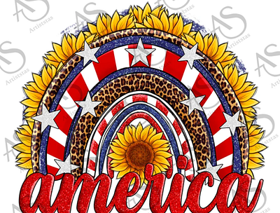 American Flag Sunflowers Rainbow Png Sublimation 3d animation app branding design graphic design illustration logo ui vector