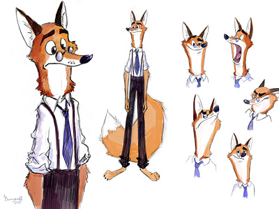 Mister Fox animation character character design illustration