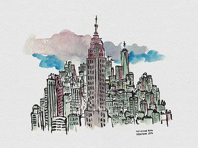 Top of the Rock city empire state manhattan new york skyscrapper top of the rock urban sketching usa watercolor