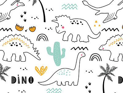 Seamless Patterns Dinosaurs Nursery design graphic design pattern