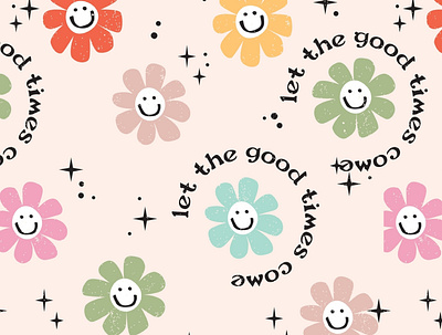 Happy Face Seamless Pattern Smiley Face Retro design graphic design pattern