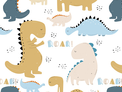 Seamless Patterns Dinosaurs Nursery design graphic design pattern