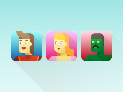 Prince, Queen, and Zombie app icon flat illustration prince queen zombie