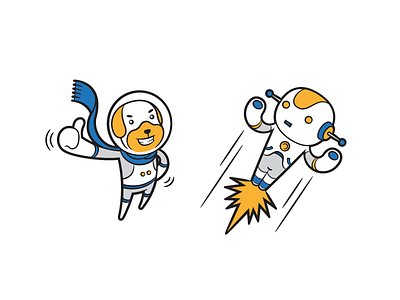 Simple Illustration astronaut cute dog fast illustration line robot rocket scarf simple t shirt tees