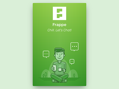 Frappe Chat App Splash Screen boy chill coffee illustration line logo men mobile onboarding people sitting vector