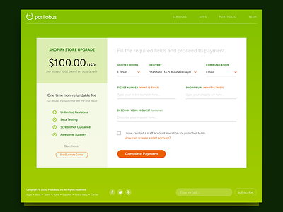 Payment Page amount bills feature fee fields form fund money payment shopify ui website