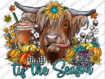 Tis' The Season Heifer Png Sublimation Design 3d animation app branding design graphic design illustration logo ui vector