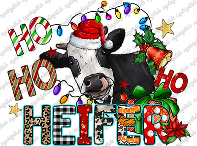 Ho Ho Heifer Png, Merry Christmas Png