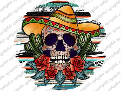 Mexican Skull Png, Sublimation Design Png