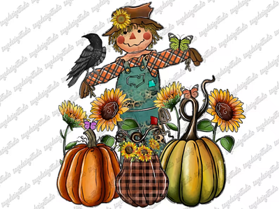 Fall Railing Png, Crow Png, Sublimation Design