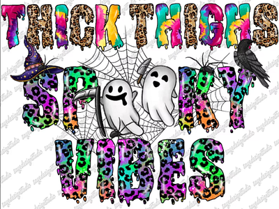 Thick Thighs Spooky Vibes Png, Halloween Png