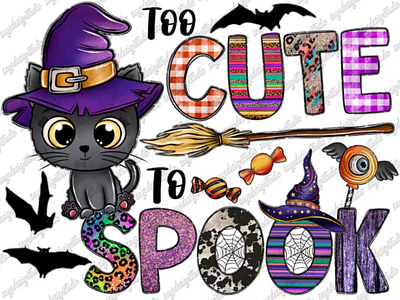 Too Cute To Spook Png, Halloween Png 3d animation app branding design graphic design illustration logo ui vector