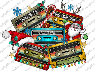 Christmas cassette Tapes, Western Sublimation 3d animation app branding design graphic design illustration logo ui vector