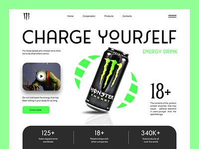 Concept: "Monster Energy" branding calltoaction concept design designer drink graphic design illustration logo monster ui ux vector