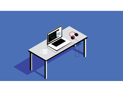 Desk blue designer desk developer illustrator webdev