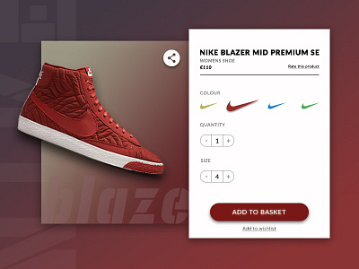 Day 02 - Nike Blazers Product Card blazer card design nike product purchase ui