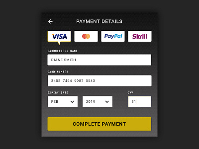 Day 04 - Payment Method design details interaction payment select ui visa