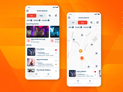 Music Fans application bands cover event fan ios map musics uidesign