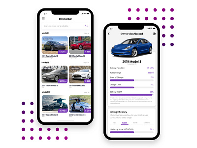 Tesla Car Rental Mobile App car ios mobile rent a car tesla ui uidesign