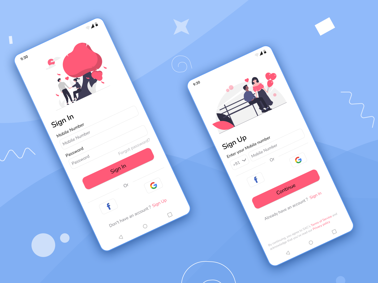 Sign up/ Sign in screens for dating app by Bavadhaarini S on Dribbble