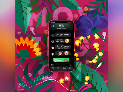 Fake Friends - Lexi Jordayne cover flowers illustration music phone plants screen vector