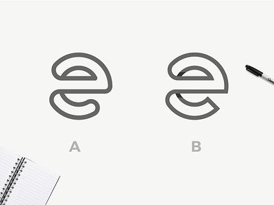 exploring e logo debut hello logo process shot thanks