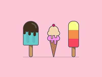 A Trio of Treats 100 days dessert flat ice cream icon illustration popsicle popsicles summer treats trio vector