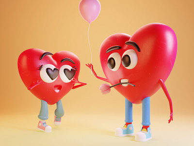 Happy Valentine’s day 3d ballon blender characterdesign illustration love rose valentinesday