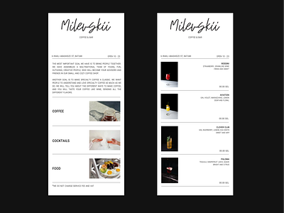mobile website redesign (link in bio) for Milevskii coffee & bar design graphic design link in bio minimal taplink web design