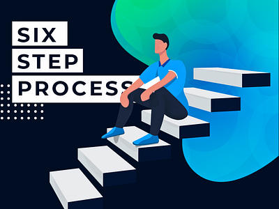 SSP - Six Step Process Final Edition character characterdesign chill homepage human illustraion landingpage relax sitting stairs ui ui design uiux
